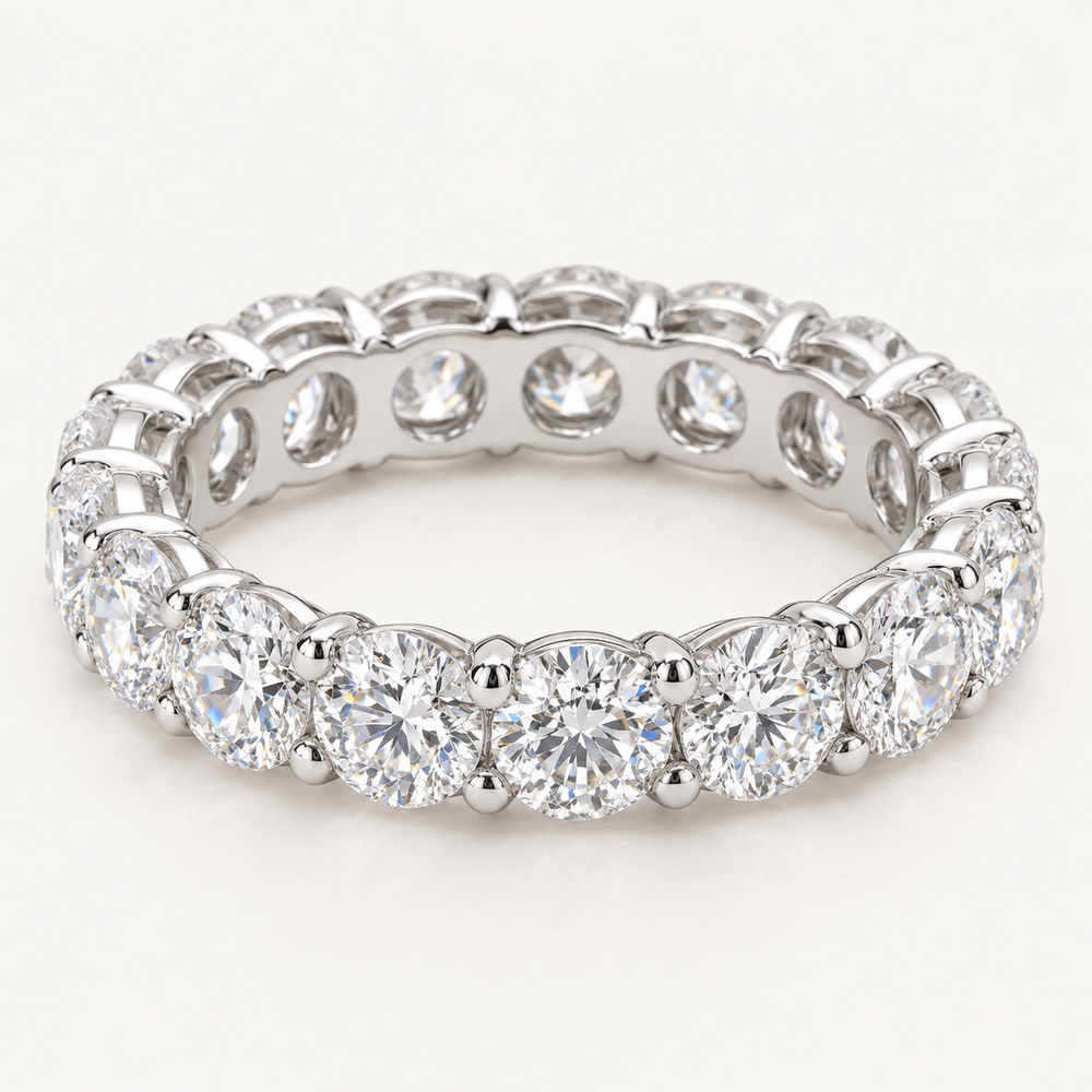 Ardora 5 Ctw Round Diamond Eternity Band in 14K White Gold — AI Design Visualization