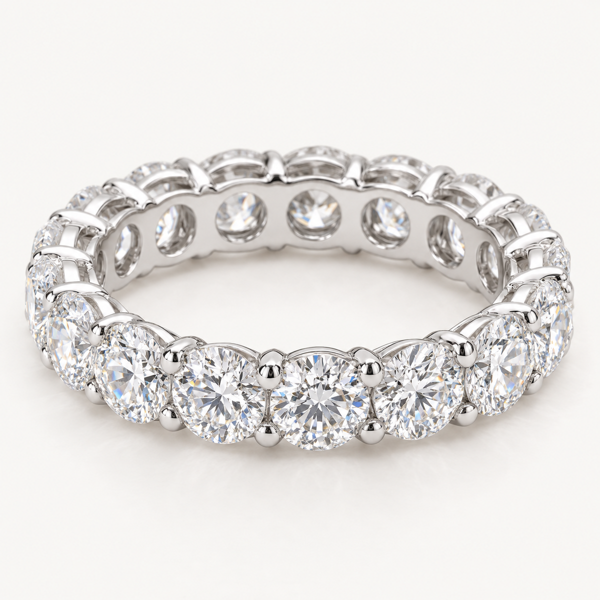 Ardora 5 Ctw Round Diamond Eternity Band in 14K White Gold — AI Design Visualization