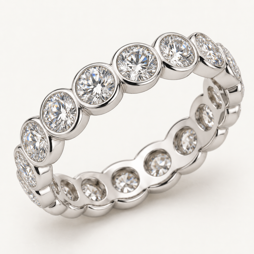Aurelle 5 Ctw Round Diamond Eternity Band in 14K White Gold — AI Design Visualization