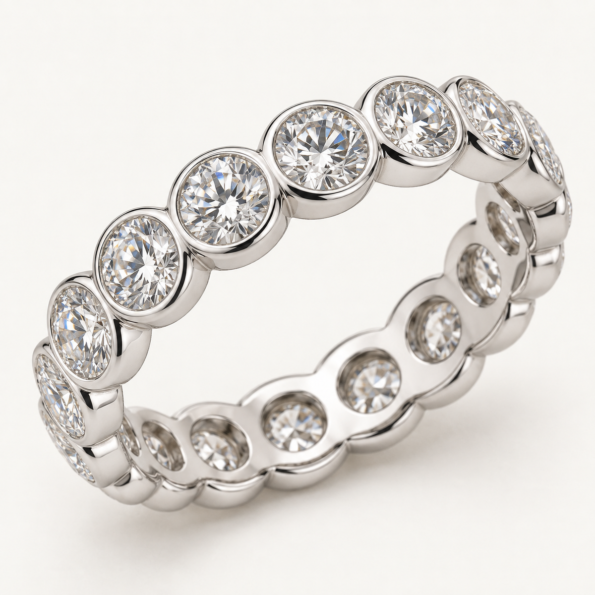 Aurelle 5 Ctw Round Diamond Eternity Band in 14K White Gold — AI Design Visualization