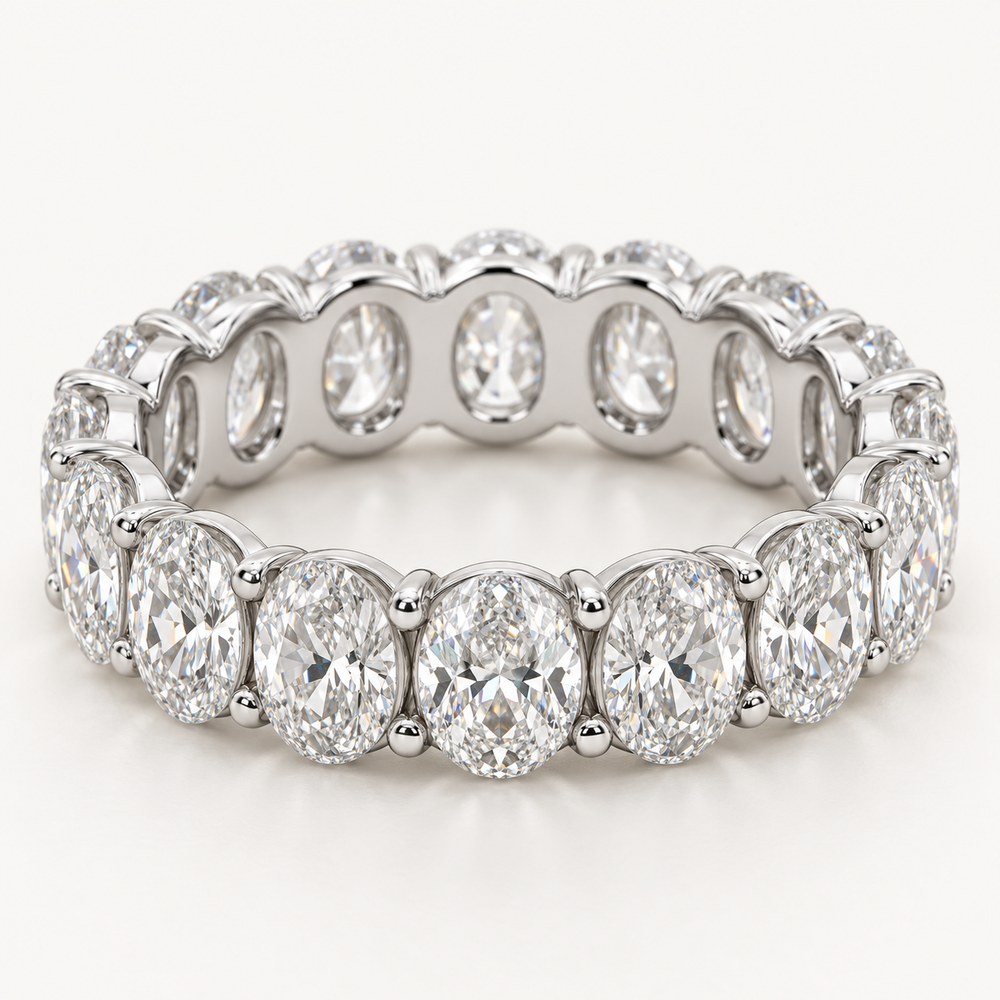 Evora 5 Ctw Oval Diamond Eternity Band in 14K White Gold — AI Design Visualization