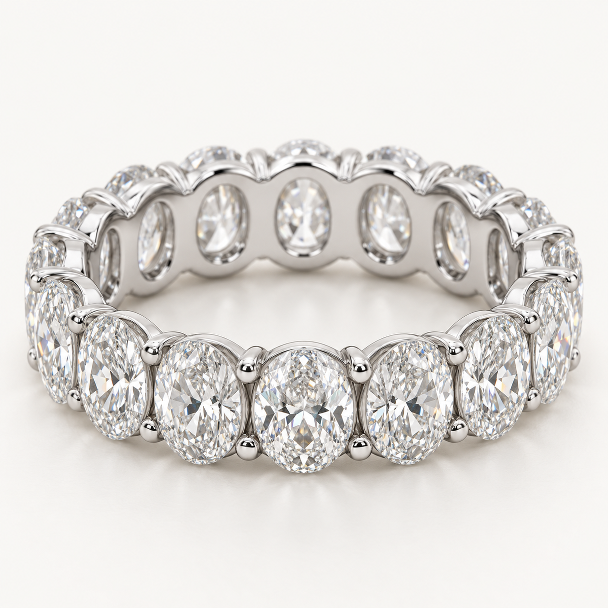 Evora 5 Ctw Oval Diamond Eternity Band in 14K White Gold — AI Design Visualization