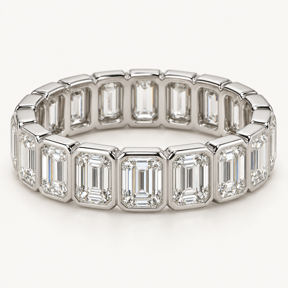 Noelle 5 Ctw Emerald Diamond Eternity Band in 14K White Gold — AI Design Visualization