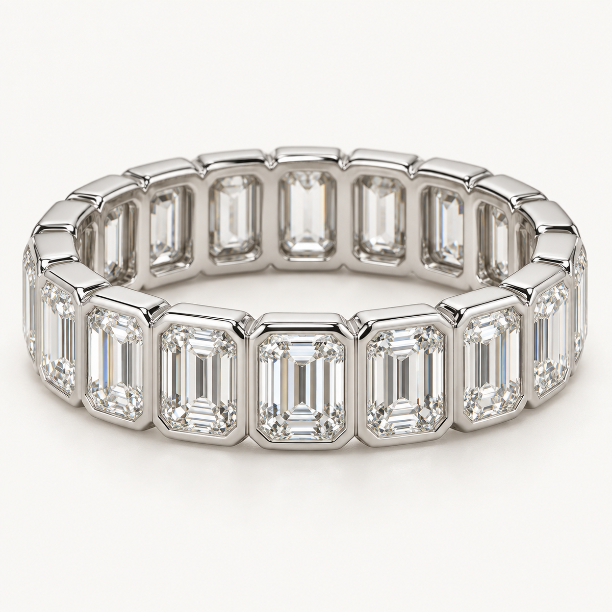 Noelle 5 Ctw Emerald Diamond Eternity Band in 14K White Gold — AI Design Visualization