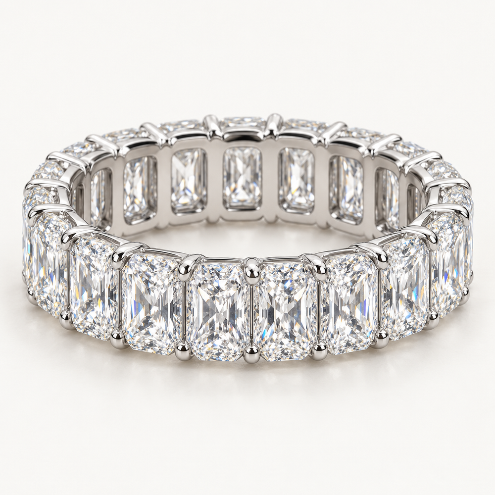 Ravelle 5 Ctw Radiant Diamond Eternity Band in 14K White Gold — AI Design Visualization