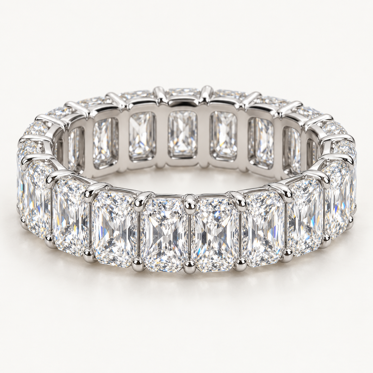 Ravelle 5 Ctw Radiant Diamond Eternity Band in 14K White Gold — AI Design Visualization