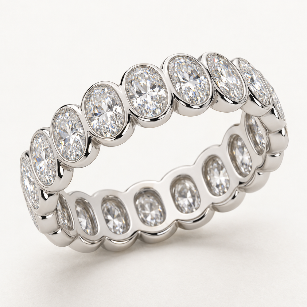 Sorelle 5 Ctw Oval Diamond Eternity Band in 14K White Gold — AI Design Visualization
