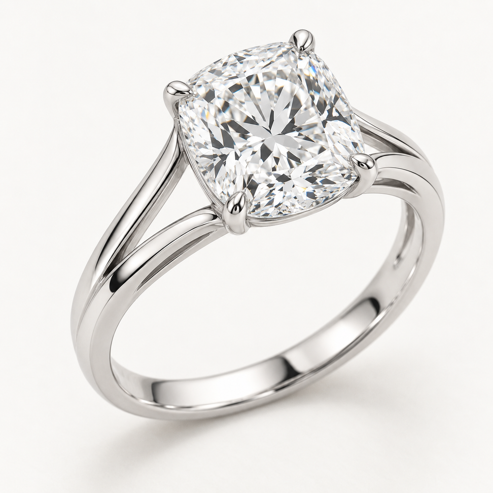 Ardenne Engagement Ring in 14K White Gold With a 2 Ct Cushion Diamond — AI Design Visualization