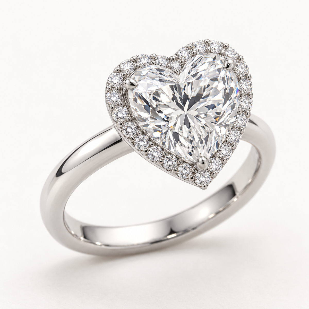 Aurevia Engagement Ring in 14K White Gold With a 2 Ct Heart Diamond — AI Design Visualization