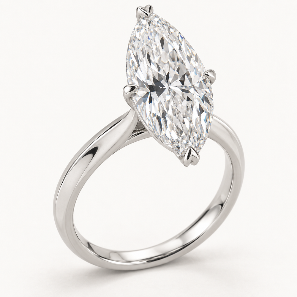 Celestine Engagement Ring in 14K White Gold With a 2 Ct Marquise Diamond — AI Design Visualization