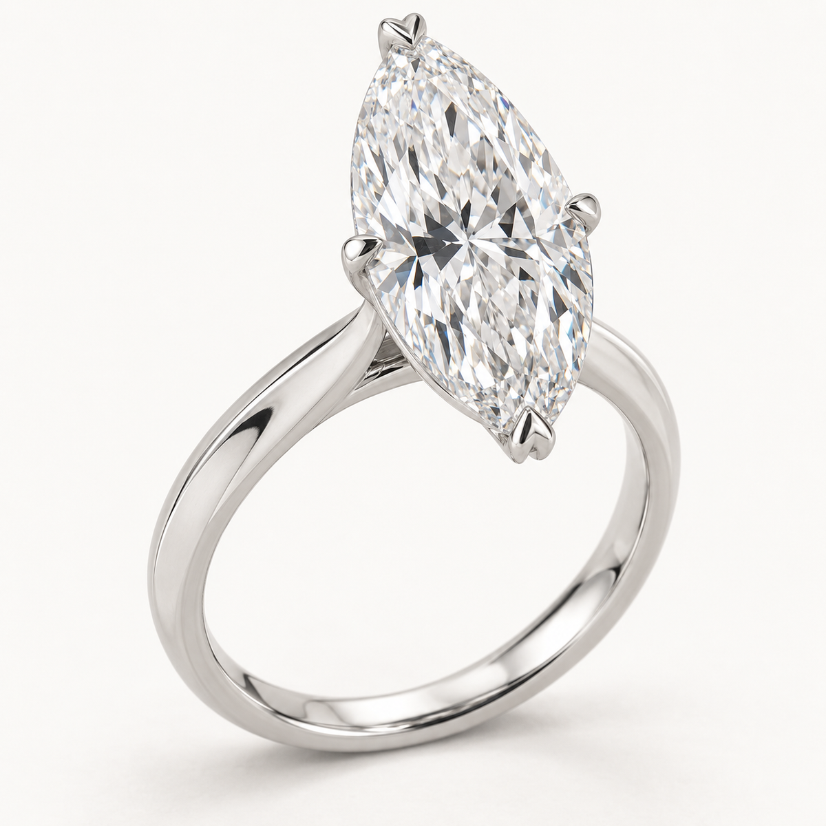 Celestine Engagement Ring in 14K White Gold With a 2 Ct Marquise Diamond — AI Design Visualization