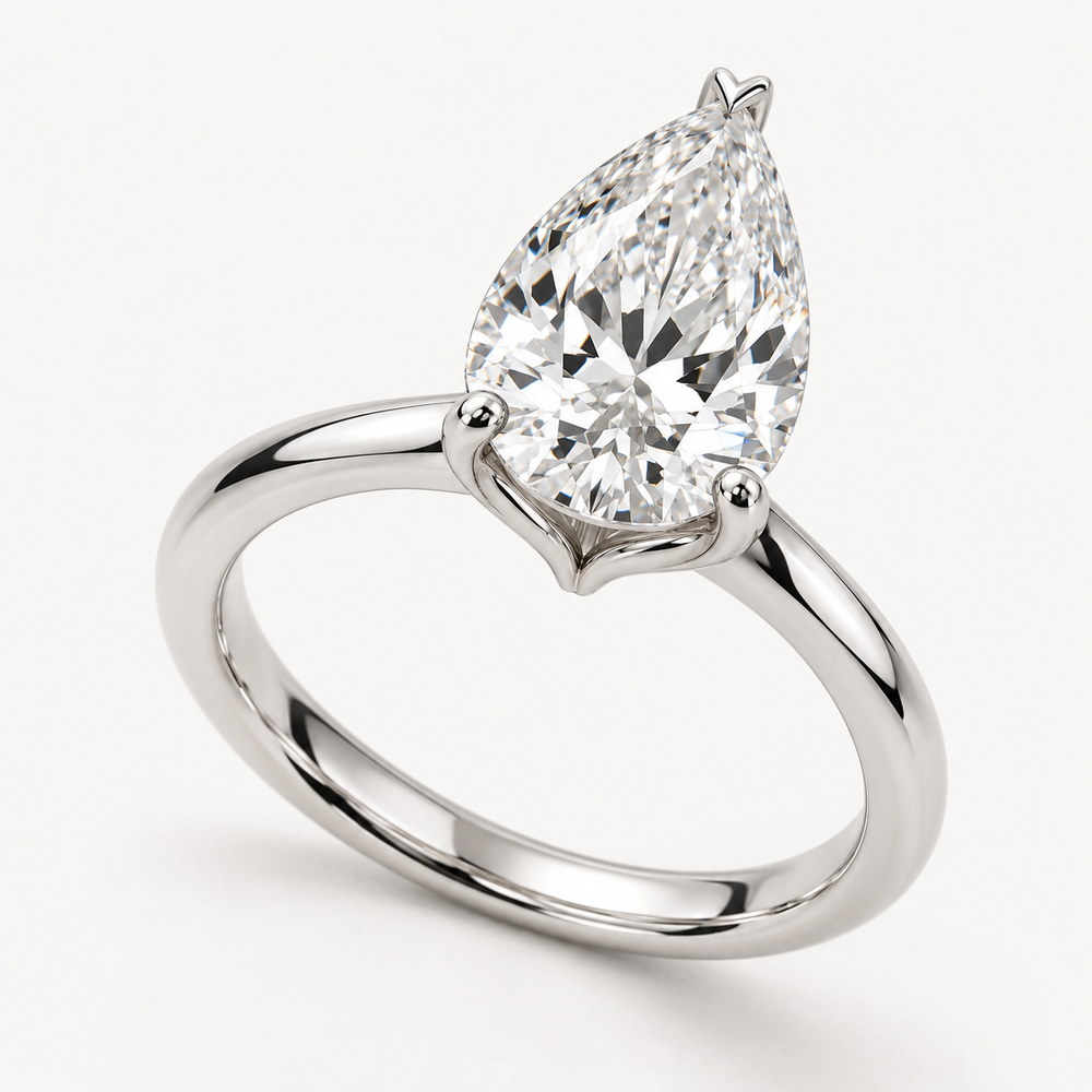 Liora Engagement Ring in 14K White Gold With a 2 Ct Pear Diamond — AI Design Visualization