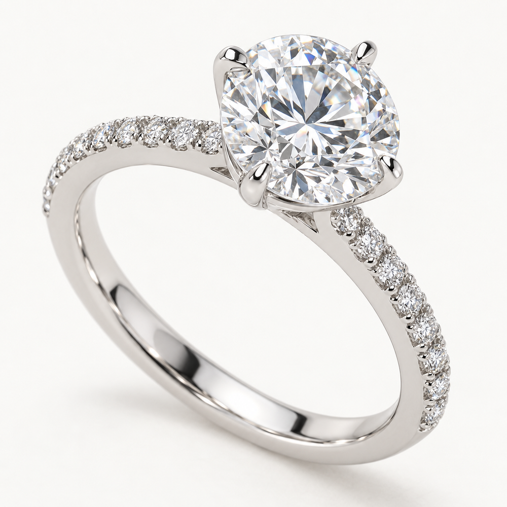 Serelle Engagement Ring in 14K White Gold With a 2 Ct Round Diamond — AI Design Visualization