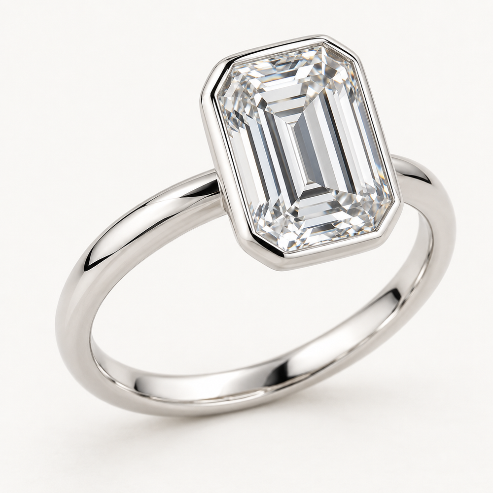 Solenne Engagement Ring in 14K White Gold With a 2 Ct Emerald Diamond — AI Design Visualization