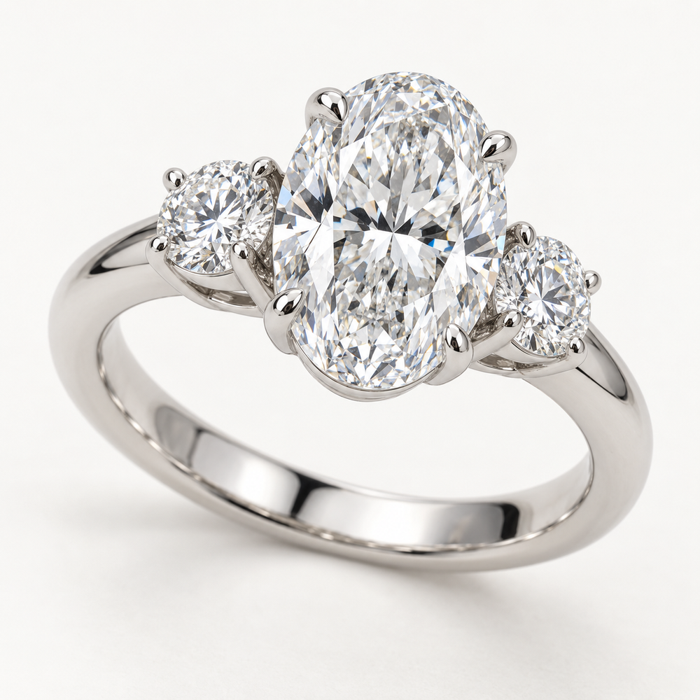 Trivelle Engagement Ring in 14K White Gold With a 2 Ct Oval Diamond — AI Design Visualization