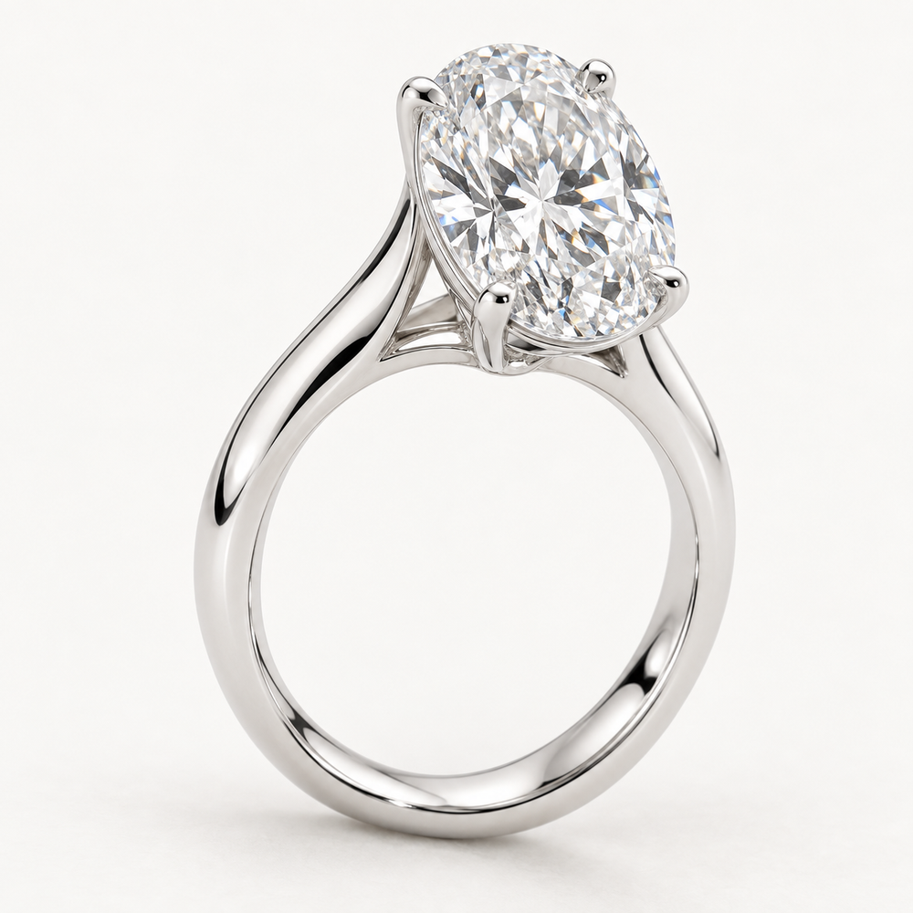 Valenne Engagement Ring in 14K White Gold With a 2 Ct Oval Diamond — AI Design Visualization