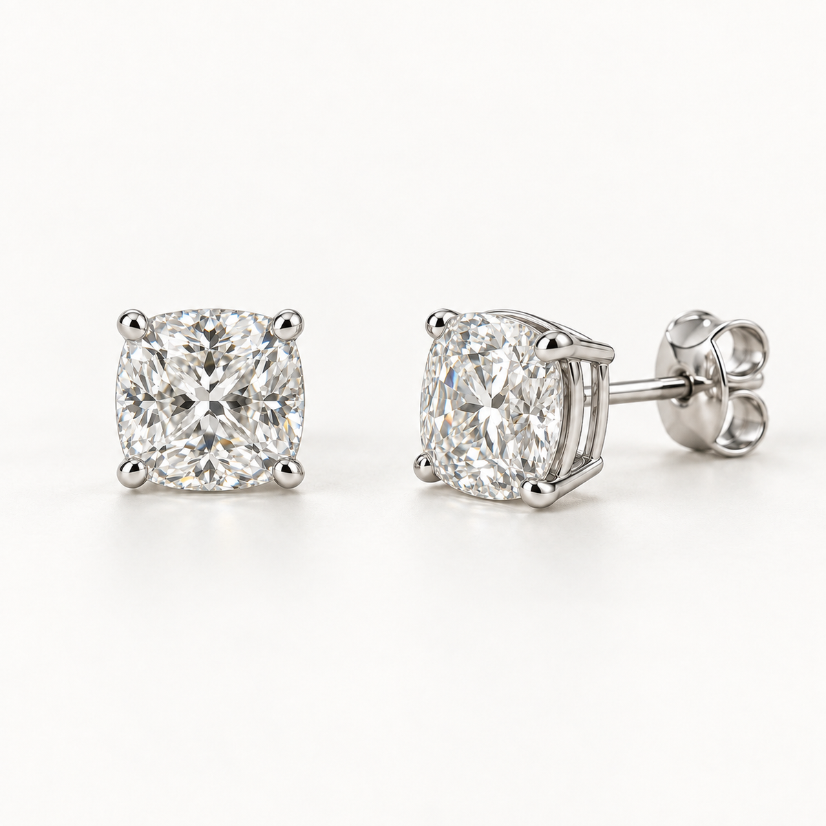 Adrienne Lab-Grown Diamond Stud Earrings in 14K White Gold, 1 Ctw Total for the Pair — AI Design Visualization