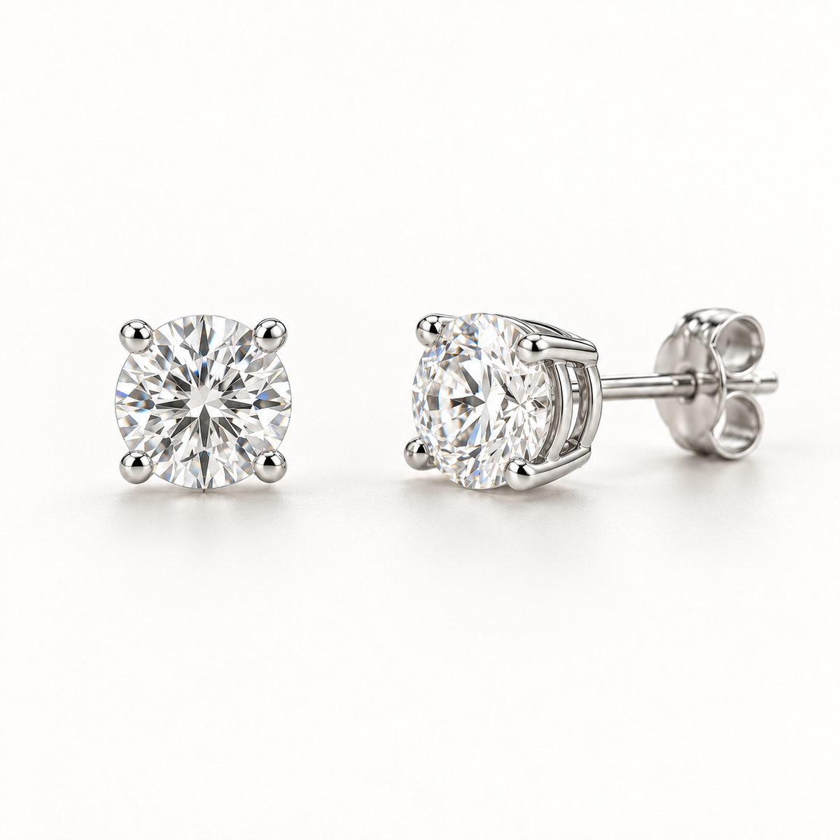 Lucienne Lab-Grown Diamond Stud Earrings in 14K White Gold, 1 Ctw Total for the Pair — AI Design Visualization