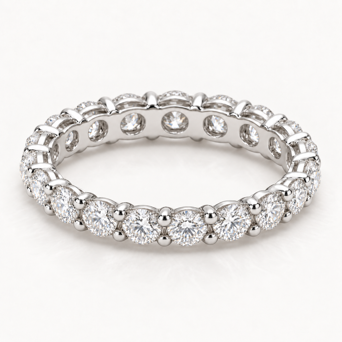 Ardora Round Lab-Grown Diamond Eternity Band in 14K White Gold, 2 Ctw Total, Reference US Size 6.5 — AI Design Visualization